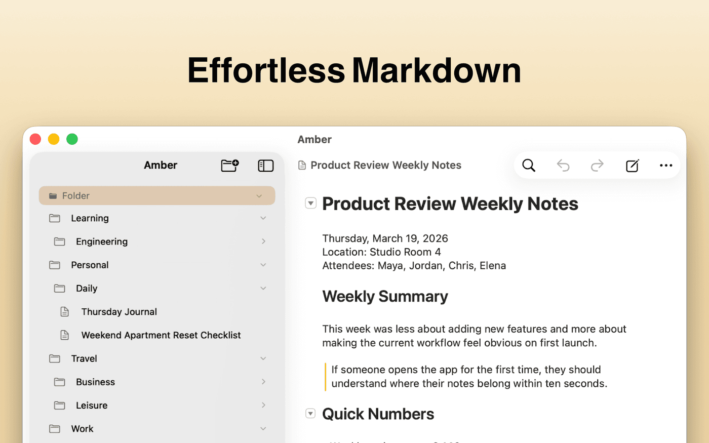 The Amber Markdown editor running on Mac