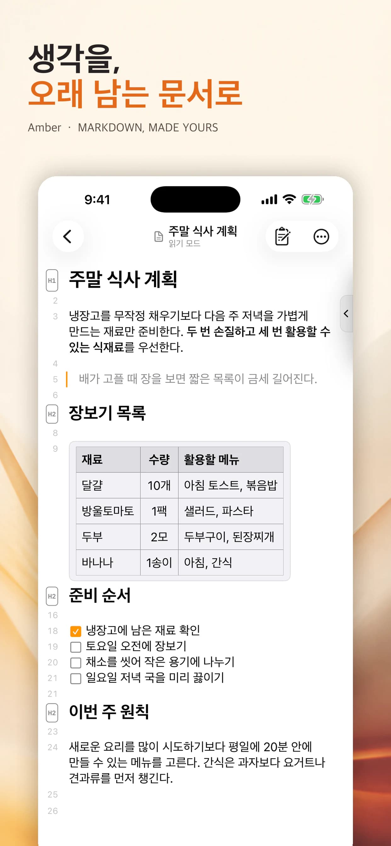 Amber iPhone 기능 화면 1