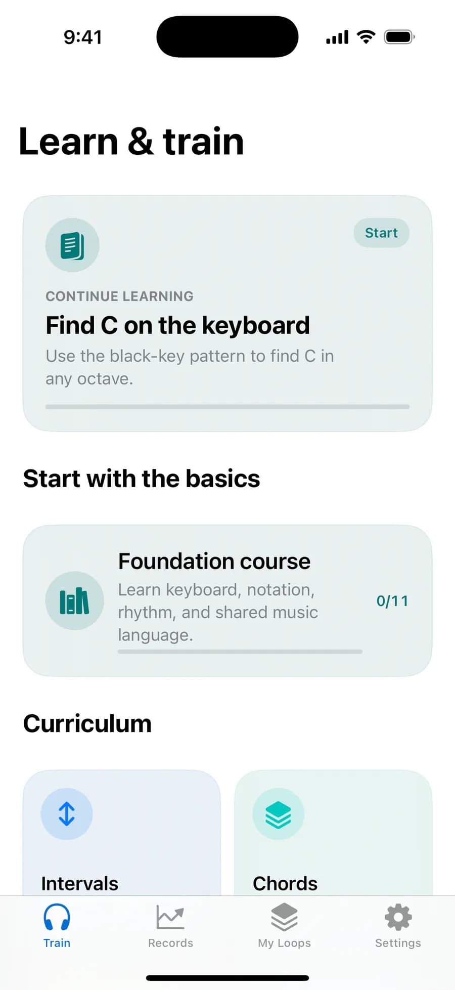 Epic Ear learning screen